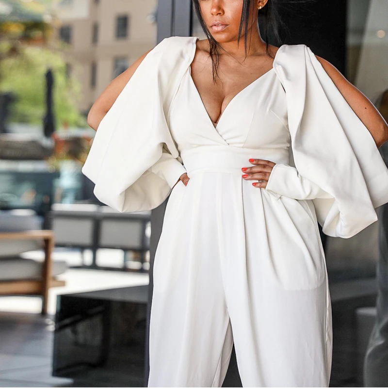 Women Elegant Long Sleeve V Neck Jumpsuit OL Classy Workwear Streetwear High Waist Long Overalls Jumpsuits Women Elegant Long Sleeve V Neck Jumpsuit OL Classy Workwear Streetwear High Waist Long Overalls Jumpsuits