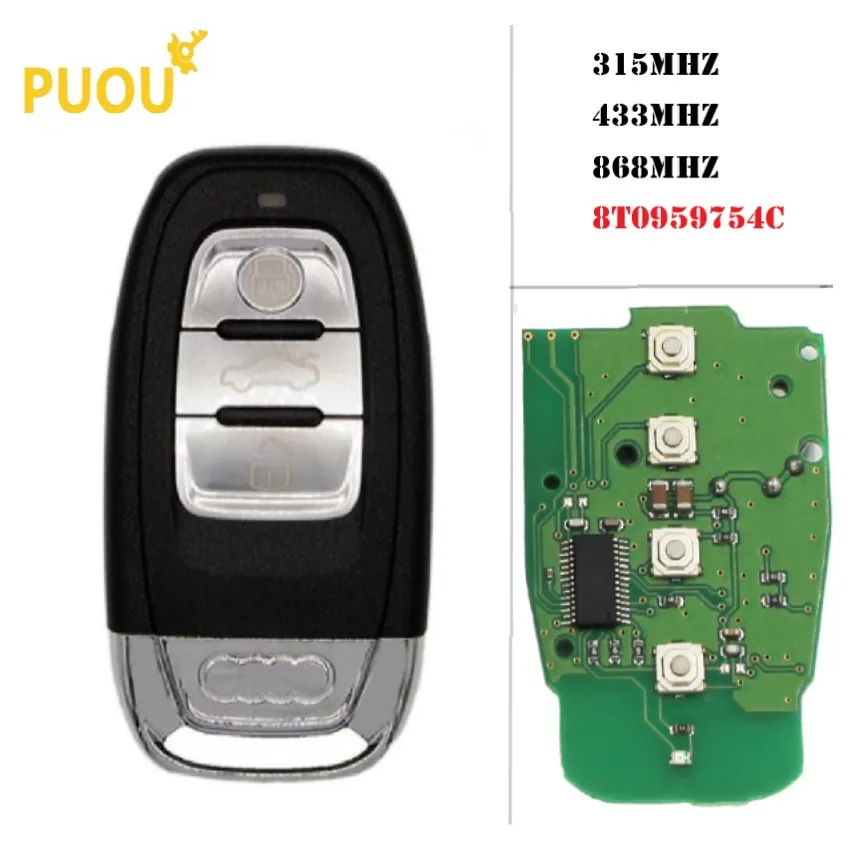 3 Button Car Smart Remote Key 315MHz/433MHZ/868MHZ 8T0 959 754C PCF7945 Chip for Audi Q5 A4L A5 A6 A7 A8 RS4 RS5 S4 S5 | Автомобили и