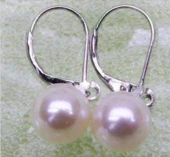 

Fashion jewelry Free Shipping CHARMING 10-11MM SOUTH SEA WHITE PEARL EARRING 14K
