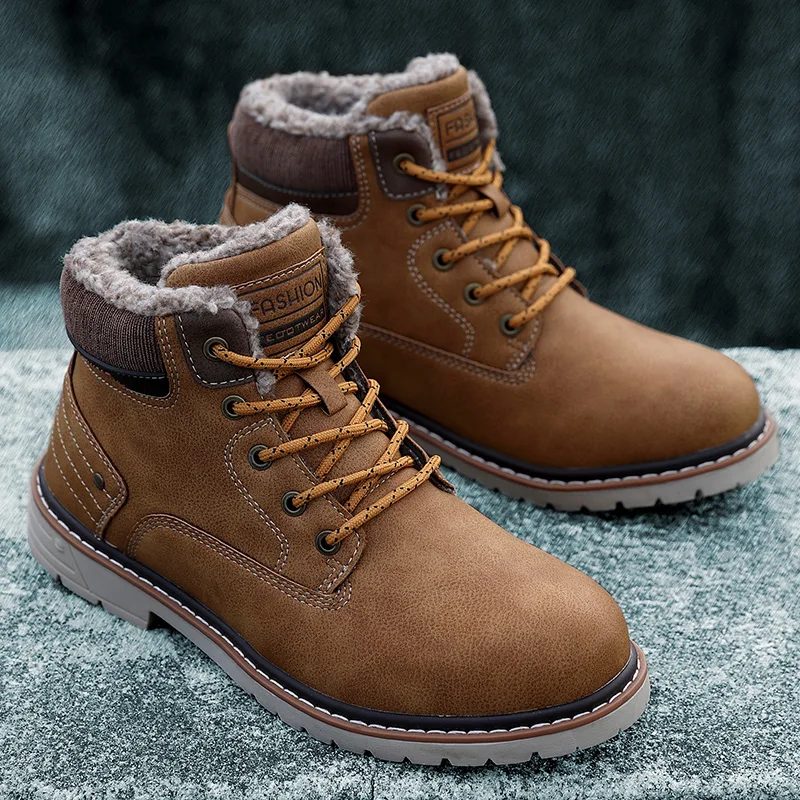 

Men's Winter Wear-resistant Non-slip Hiking Shoes Casual Fashion Outdoor Plus Velvet Warm Men's Cotton Shoes Size 40-47