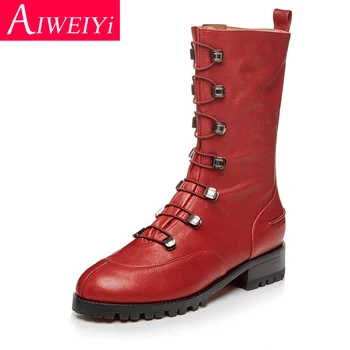 

Woman Martin Boots Black White Genuine Leather Shoes Lace Up Flat Heels Martin Boots Ladies Motorcycle Riding Boots