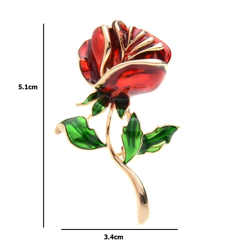 Wuli&baby, красные броши в форме цветка розы, Женская эмалированная свадебная брошь на булавке, подарки