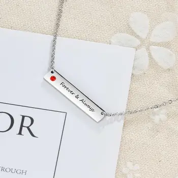 

Personalized Bar Necklace with Birthstone Stainless Steel Custom Engraved Name Necklace Jewelry Gifts for Women