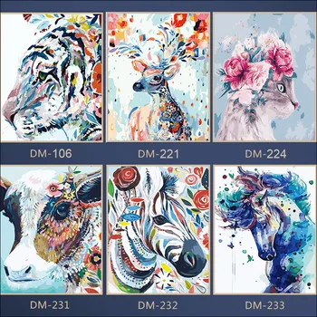 

Modern animals are colorful Horse painting by numbers DIY cartoon oil painting self painting filling and decompression decorati