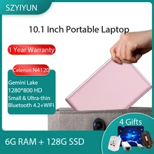 Gemini Lake ordenador portátil pequeño de Metal Intel N4120 para mujer, 10,1 pulgadas, 6G + 128G/256G/512G, pantalla HD, ultrafino, color rosa