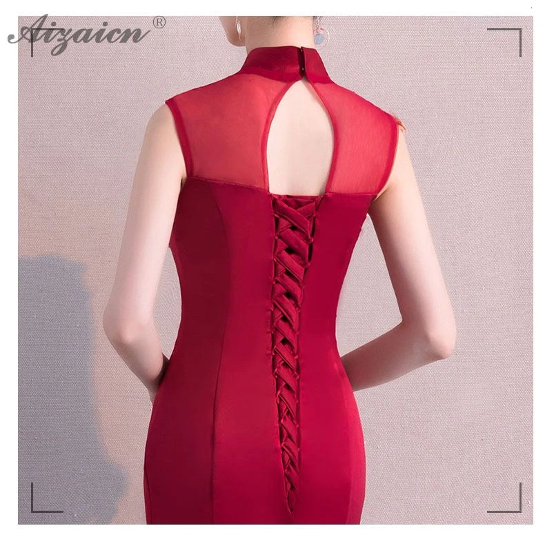 Красный Русалка Вышивка Cheongsam современные невесты вечерние платья Qi Pao женское китайское свадебное платье Qipao продвижение халат