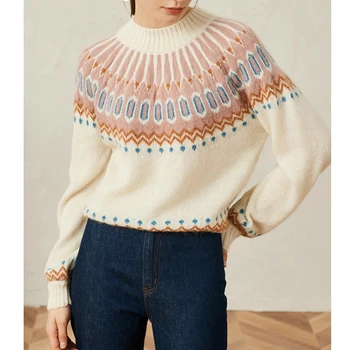 

Women crop Sweater 2019 New Color Warm clothes in winter Matching Mohair High Collar crop long sleeve vintage sweater