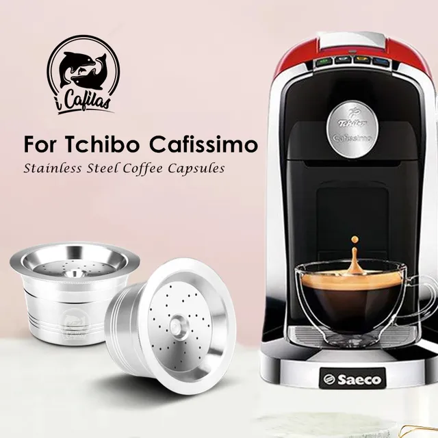 A Caffitaly Tchibo Cafissimo Aldi Expressi-Hez Újratölthető K-Fee Coffee Capsule Pod Szűrők Rozsdamentes Acél Tamper Kanál