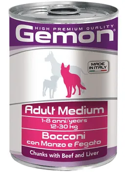 

GEMON GEMON DOG ADULT MEDIUM for adult dogs of medium breeds with pieces of beef and liver 415 gr