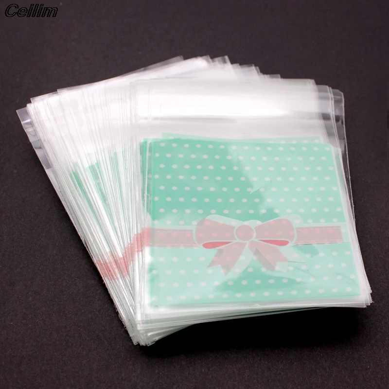 100PCS Self Adhesive OPP Plastic Package Transparent Bowknot Design For Bracelets Earrings Gift Bags DIY Jewelry Packag 7 X 7cm