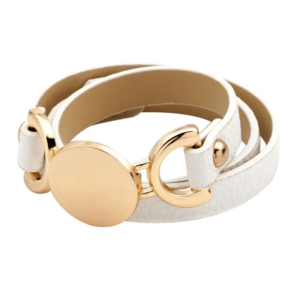 Fashion Gold Alloy Round Bracelet Bangles Adjustable 6 colors Wide Leather bracelet Charm Unisex Bracelet Jewelry for Women