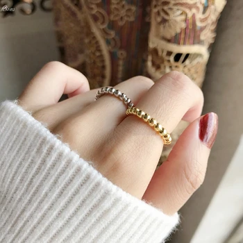

AOMU 1PC 2020 New Simple Small Metal Ball Twisted Rings Gold Silver Color Party Open Rings for Women Korea Fashion Jewelry Gifts
