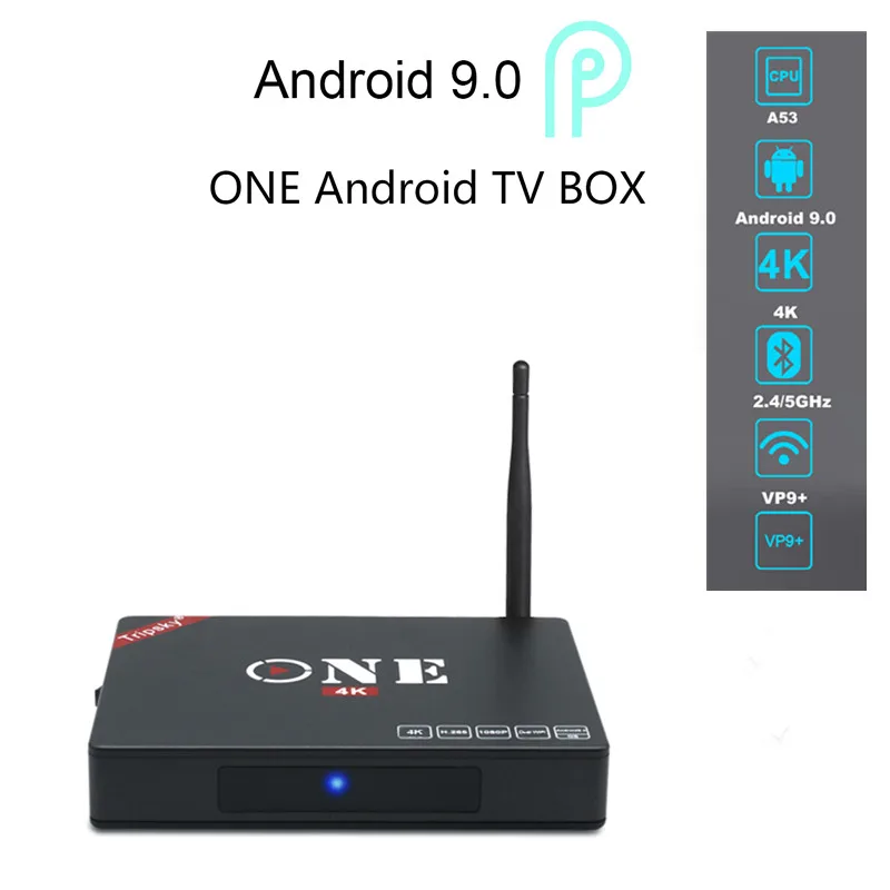 

NEW ONE Tv Smart Android 9.0 TV BOX Quad-core Cortex-A53 Wifi 2.4/5G BT4.0+ 4GB DDR4 32GB ROM Support SDHC/SDXC Media Player