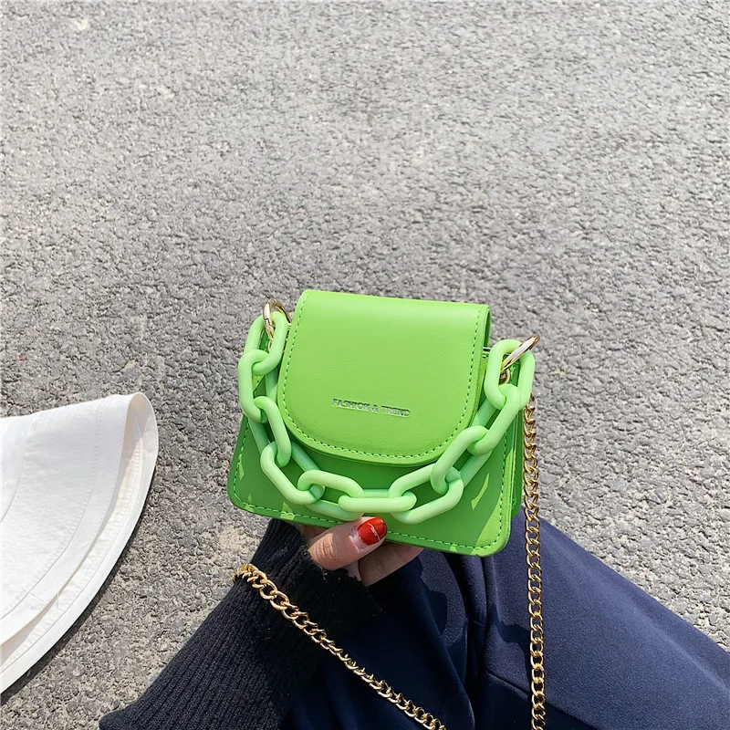

Solid color Mini Square Tote bag 2020 Summer New High-quality PU Leather Women's Designer Handbag Chain Shoulder Messenger Bag
