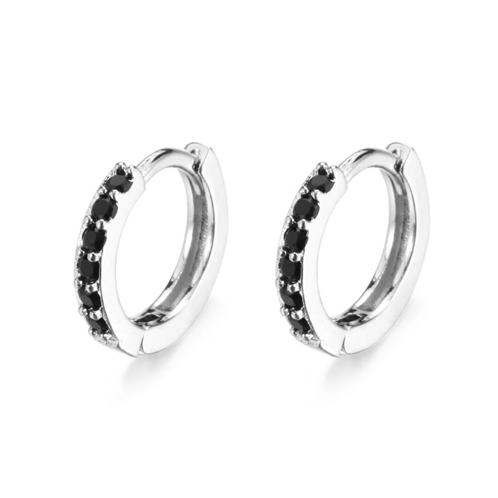 Black Silver Женские шикарные круглые серьги-кольца, кольцо для носа, пирсинг хряща, висячие серьги, ювелирные изделия, покрытые золотом хрящи, модные серьги-гвоздики - Окраска металла: Black Silver