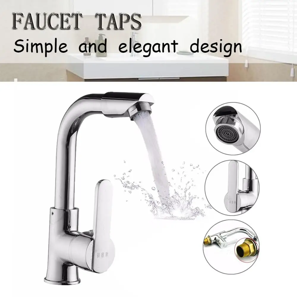 Grifo de aleación de Zinc montado en cubierta para lavabo de baño y cocina, grifos de resistencia a la corrosión con mango giratorio de un solo orificio, 1 unidad