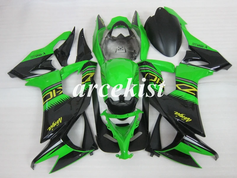 4 подарки ABS мотоцикл обтекатели комплект подходит для kawasaki Ninja ZX-10R ZX10R 2008 2009 2010 10R 08 09 10 пользовательский крутой стиль зеленый