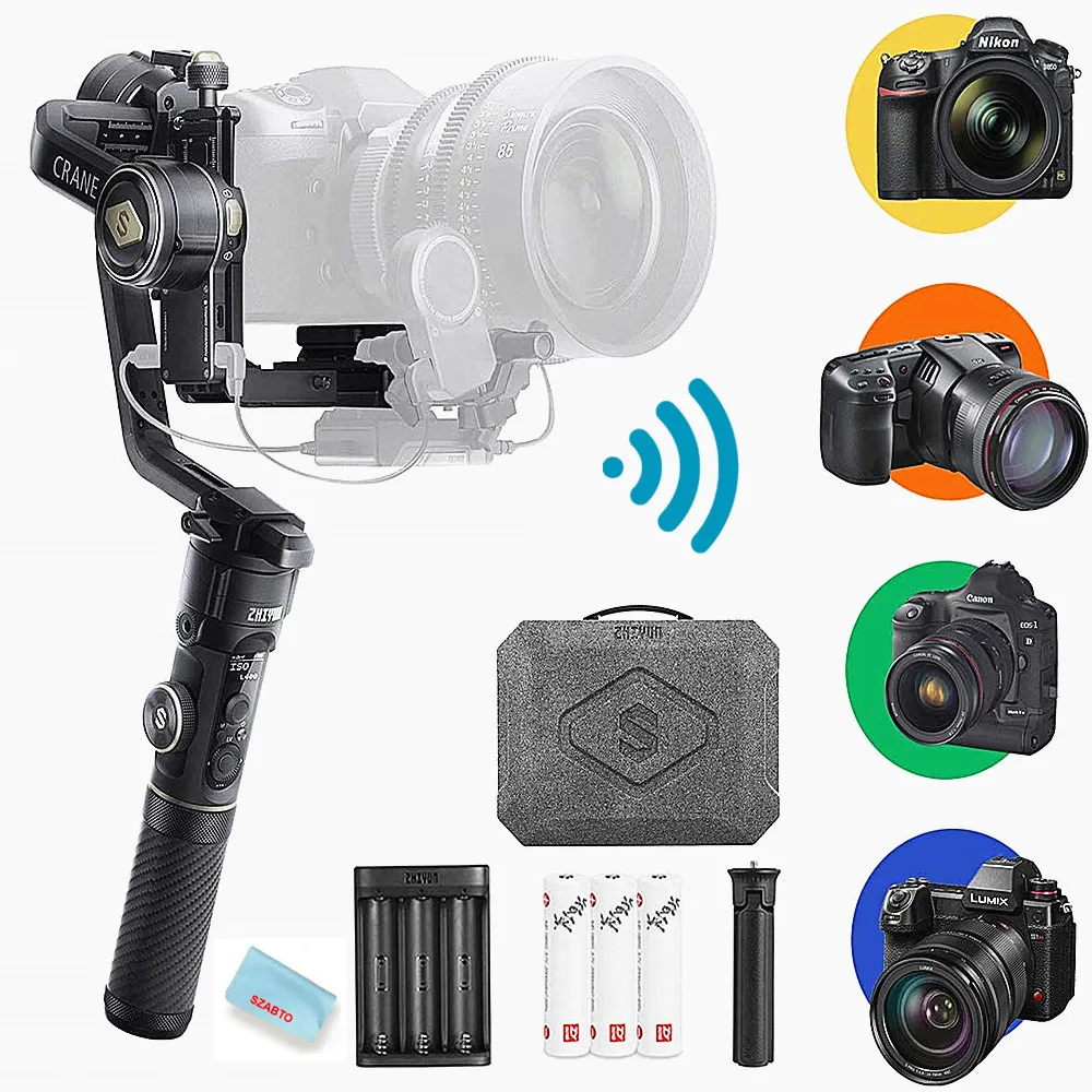 ZHIYUN Crane 2S3-Axis-Handheld-Professional-Gimbal-Stabilizer for DSLR Cameras Compatible with Sony Nikon Canon Panasonic LUMIX