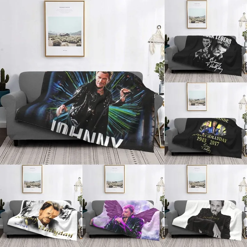 

Johnny Hallyday Rock Blanket Soft Fleece Spring Warm Flannel Singer French France Throw Blankets for Sofa Home Bedroom Bedspread