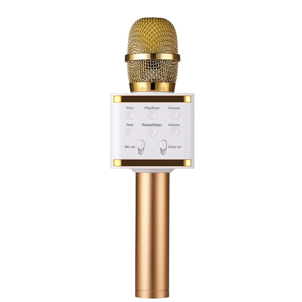Gold V7 профессиональный Bluetooth беспроводной микрофон караоке динамик микрофона ручной музыкальный плеер микрофон для вокала, с рекордером KTV MIC - Цвет: Gold