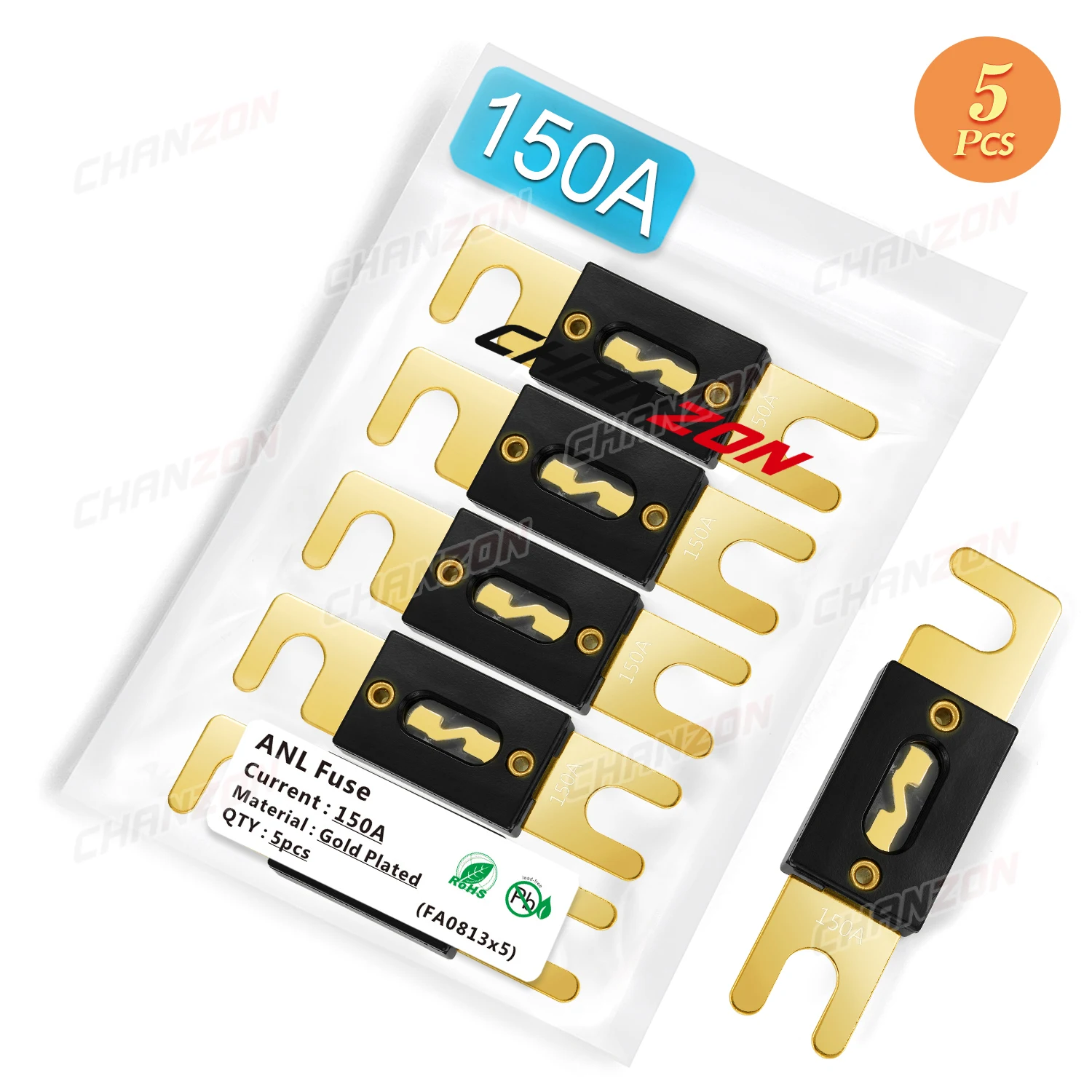 8-Piece ANL Fuse Set – Gold Plated 30A To 300A Fuses For Car Audio, Boat & 12V Systems