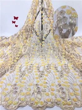 

Fashion embroidery French mesh lace fabric amazing net lace cloth for party dress PDN612(5yards/lot) multi color