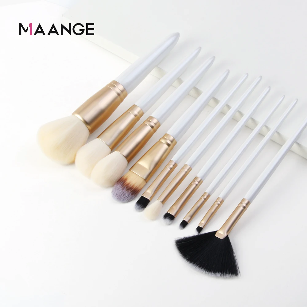 Набор кистей для макияжа MAANGE Pro 10/1 шт. пудры основы теней губ искусственные волосы