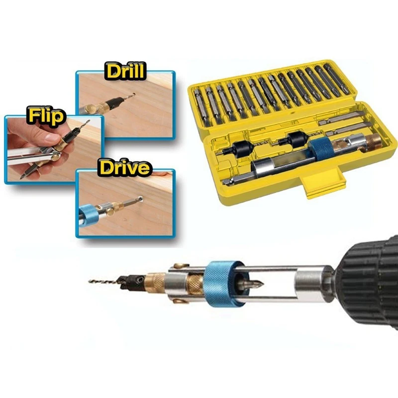 

Promotion! 20pcs/set Multifunction Half Time Drill Driver Swivel Head Quick-Change From Drilling to Driving Repair Tool Kits Wit