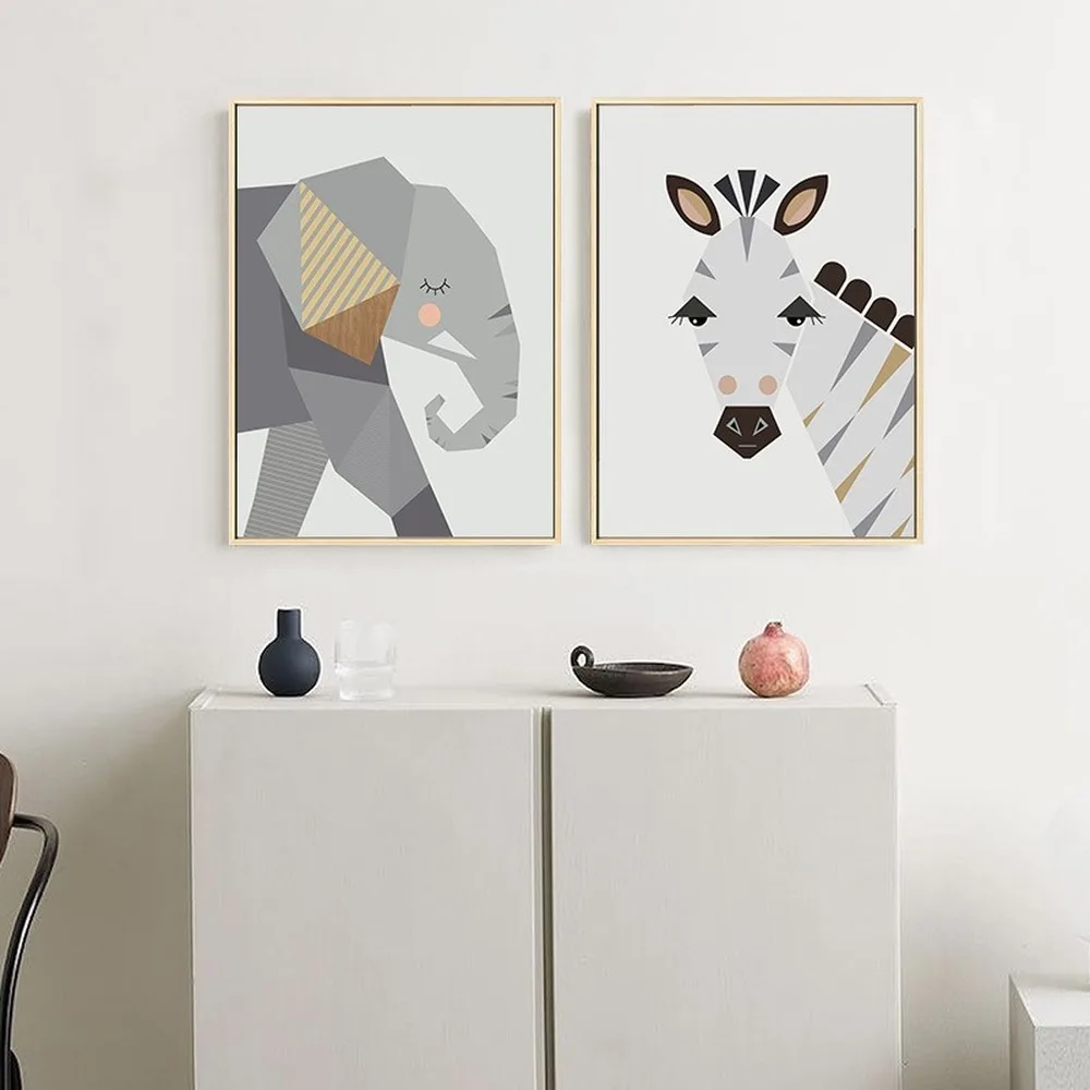 Cartoon-Geometric-Animal-Canvas-Painting-Cute-Elephant-Lion-Tiger-Posters-Simple-Home-Children-s-Room-Kindergarten (2)