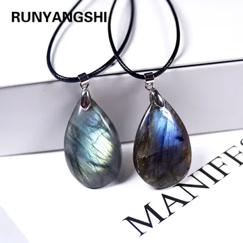 

Runyangshi 1pc Natural crystal Labradorite pendant Moonstone Pendant Divination spiritual meditation Sunstone Jewelry Pendants