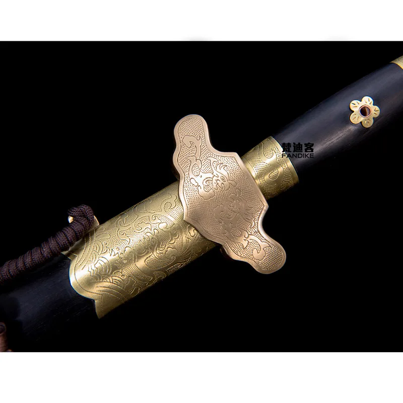 Handmade folded steel short straight chinese sword Manual copper clad Carving Eight sides sword sharp knife