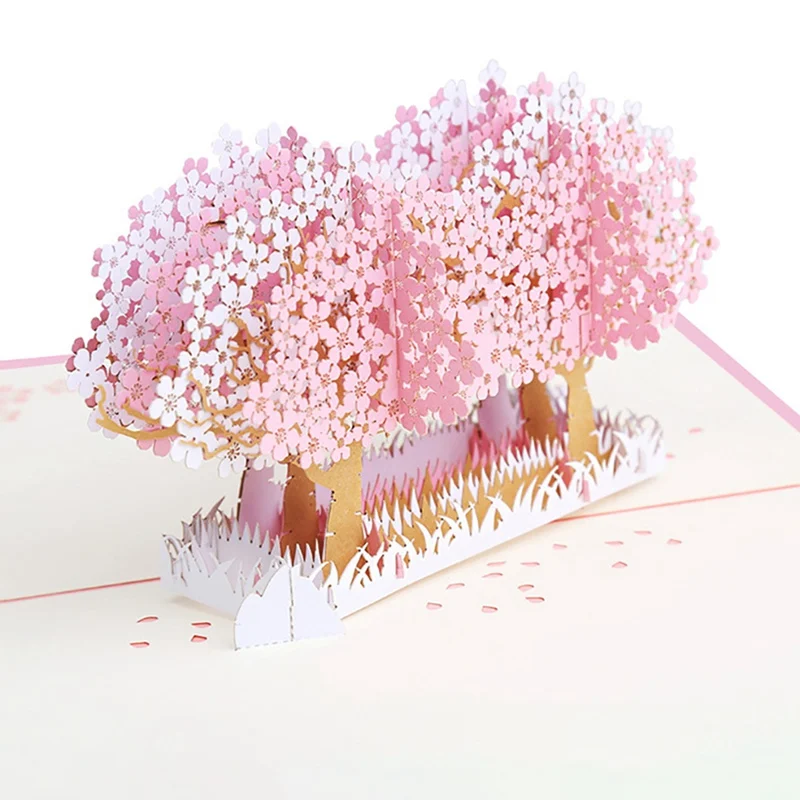  Stereo Cherry Blossom Tree Pops Up Card Greeting Card Postcard Flower Card For Handmade Birthday Gi - 4000562048000