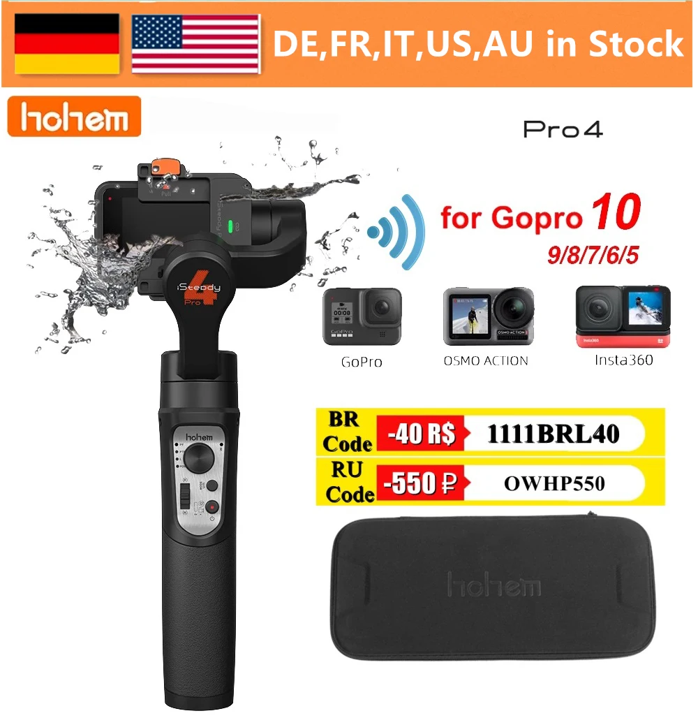 Hohem iSteady Pro 4 3-Axis Gimbal Action Camera Handheld Stabilizer Anti-Shake Wireless Control for GoPro Hero 10 OSMO Insta360