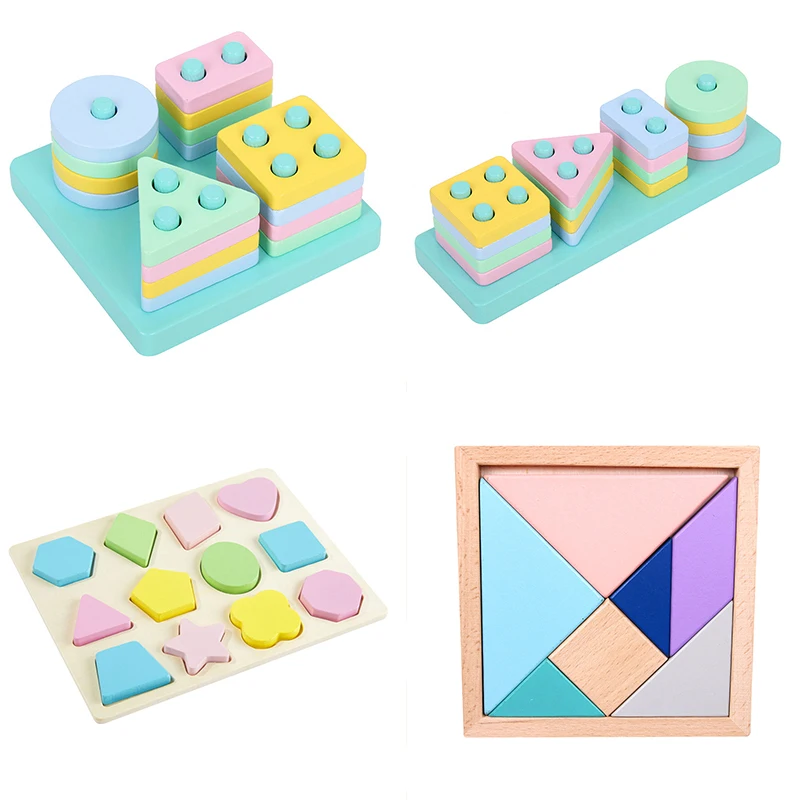 ASWJ Montessori-juguetes en 3D de madera para niños, bloques de madera para aprendizaje infantil, juguetes educativos para niños, regalo de Navidad