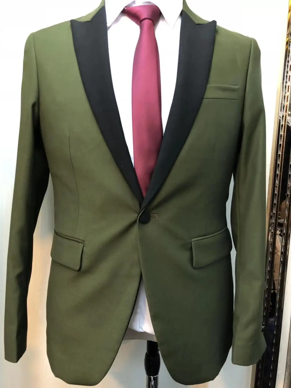 slim fit зеленый мужской костюм из 2 предметов лучшие мужские костюмы со штанами смокинг жених свадебные комплекты блейзеры жакет-смокинг с черным отворотом