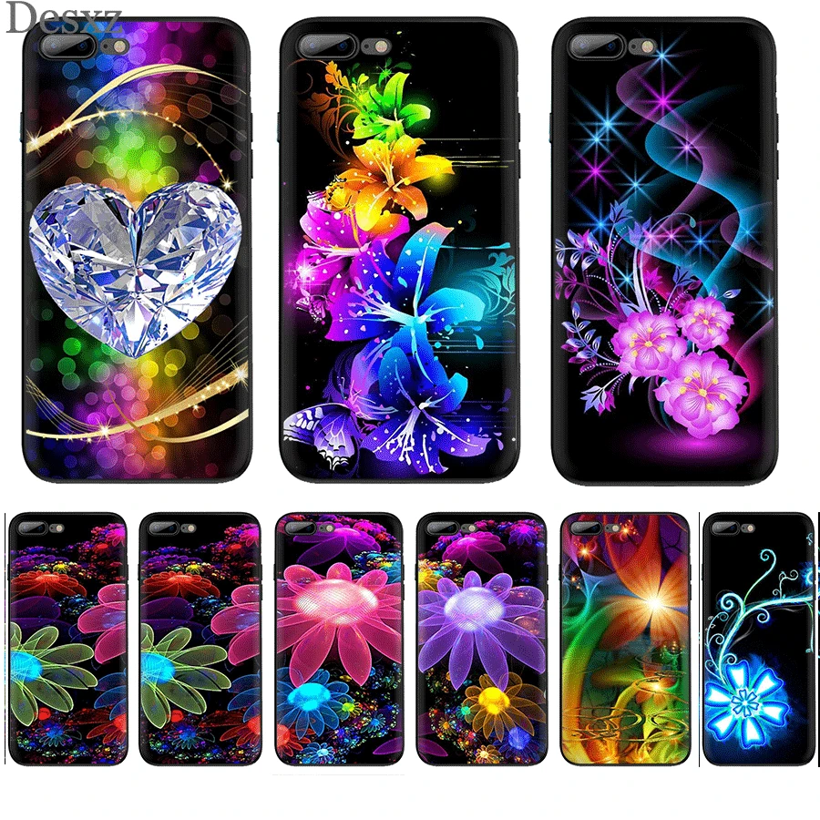 Desxz Tpu Mobile Phone Case For iPhone 6 6s 7 8 Plus X XS Max 5 5S SE Cover Neon Flower Shell |