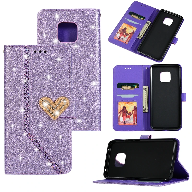 Luxury Glitter Leather Case for Huawei Mate 20 Case Back Cover case for Huawei Mate 20 Lite Pro TPU Flip Wallet Funda Phone Case