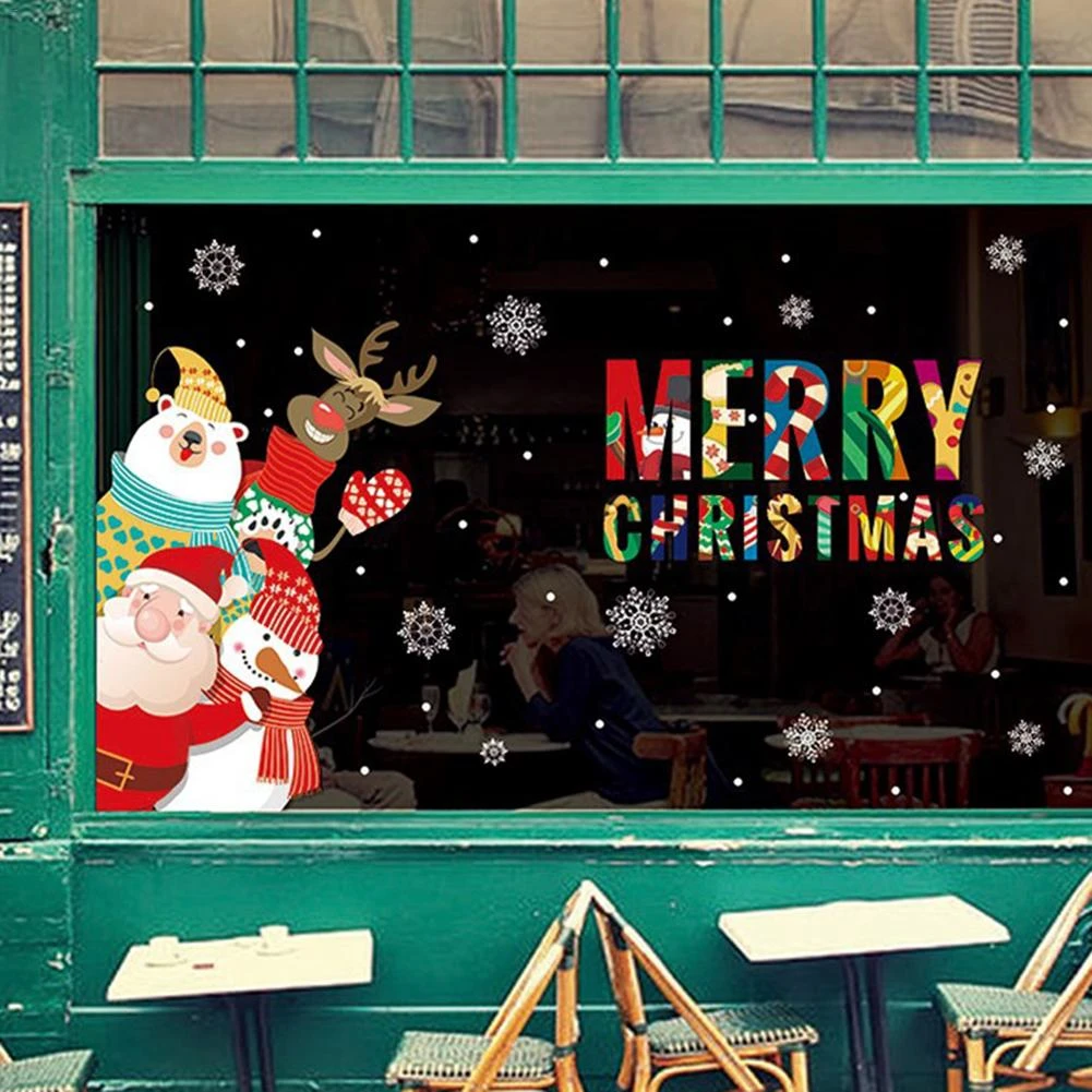 新しいクリスマスヘラジカとクマ窓ステッカークリスマス窓ガラスの壁のステッカーリムーバブル装飾壁ホームウィンドウ ペンダント ドロップ装飾品 Aliexpress