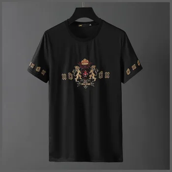 

2020 Top Quality Embroidery Streetwear Men T Shirt Casual Mens Fashion Short Sleeve O Neck Slim Tshirt Camisetas Calavera Hombre