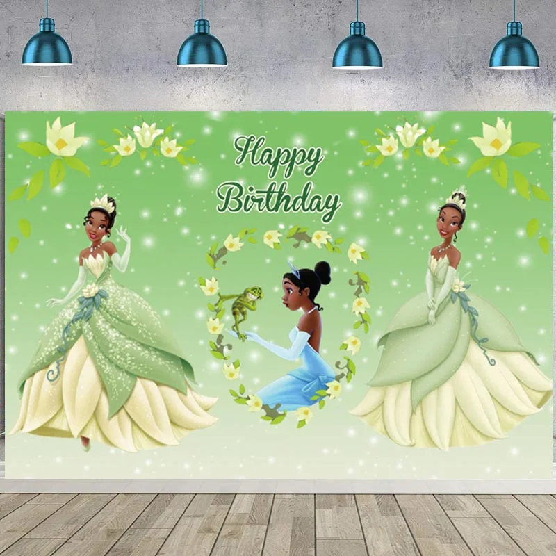 Princess Tiana Backdrop Frog Baby Shower Girl 1st Birthday Party Custom Photo Background Photocall Prop Decoration Banner | Электроника