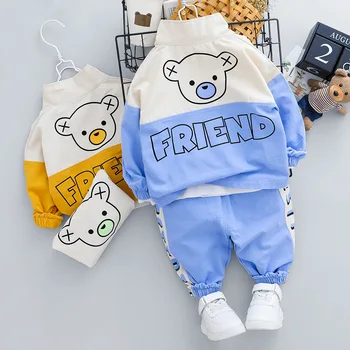

[Coat + Pant] Cartoon Bear Suit Spring Autumn toddler boy girl clothes outfits set 1-4 years boy clothes boutique kids clothing