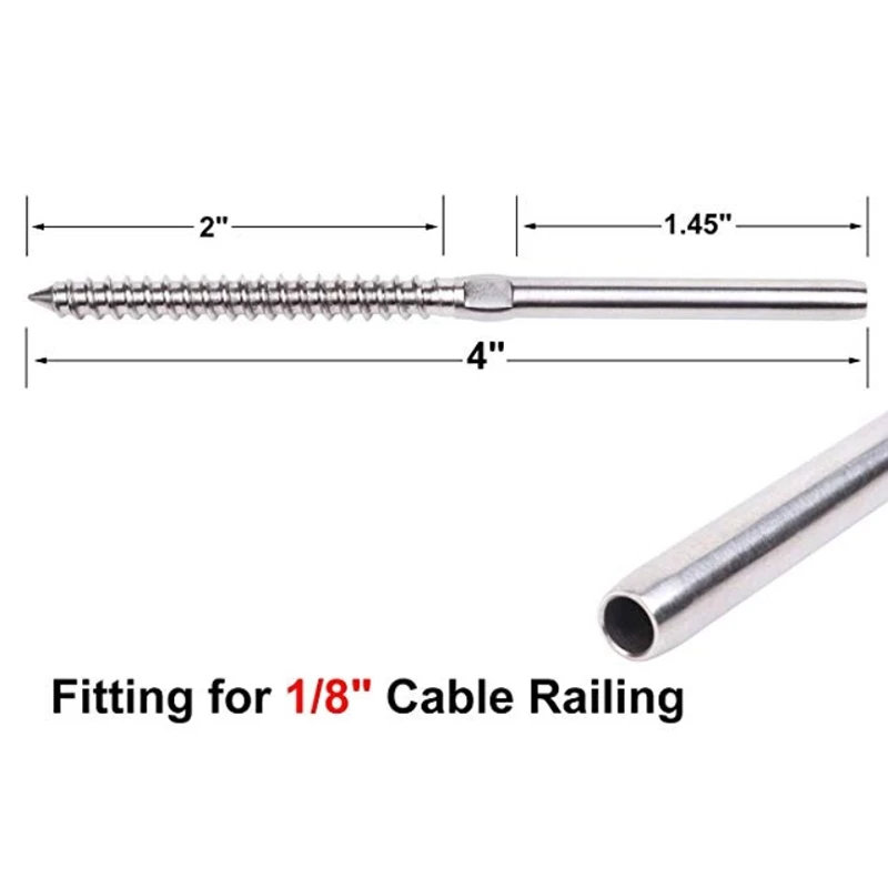 36 пар шурупов из нержавеющей стали с резьбой для правой и левой руки для деревянного столба 1/8 дюйма, комплект кабельных перил, настил для перил H