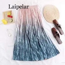 Laipelar Лоскутная плиссированная юбка бархатная для женщин градиентная плиссированная Женская юбка осень зима юбки с высокой талией женские s А-силуэта лыжные