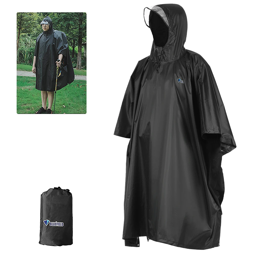 Rain Poncho Waterproof Raincoat with Hood Cycling Rain Cover Hiking Hooded Coat Jacket Motorcycle Poncho Picnic Mat