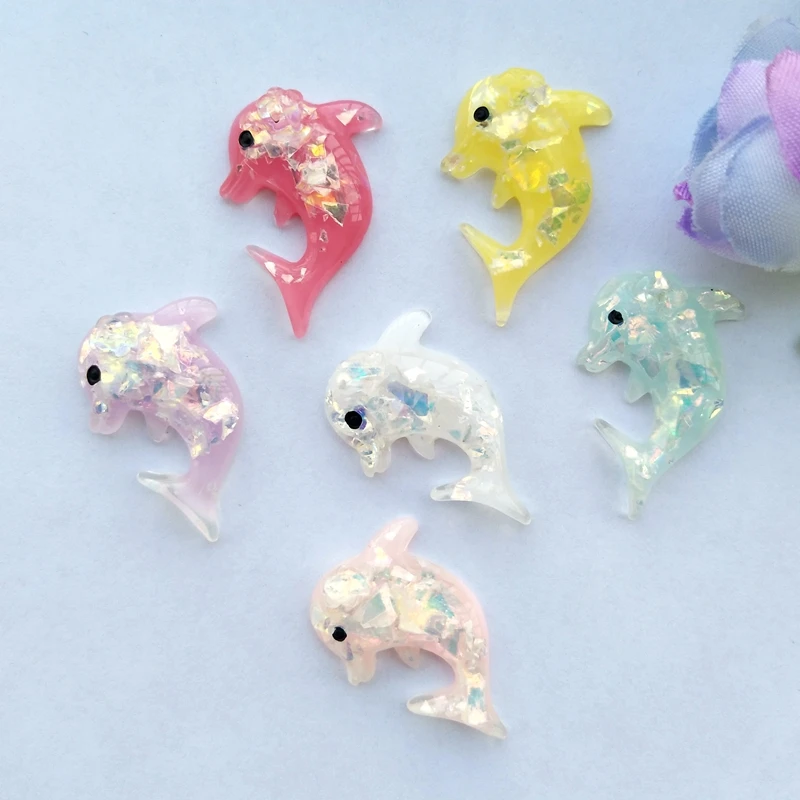 20pcs Mixed Resin Cute cartoon Dolphin flat back Cabochon Miniature pattern applique ornament craft DIY scrapbook | Дом и сад