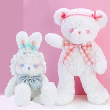 

kawaii Multicolor Cute Bear & Rabbit Plush toys Handmade Lolita Pink Kawaii Stuffed Animal cute soft toy gift toys for children