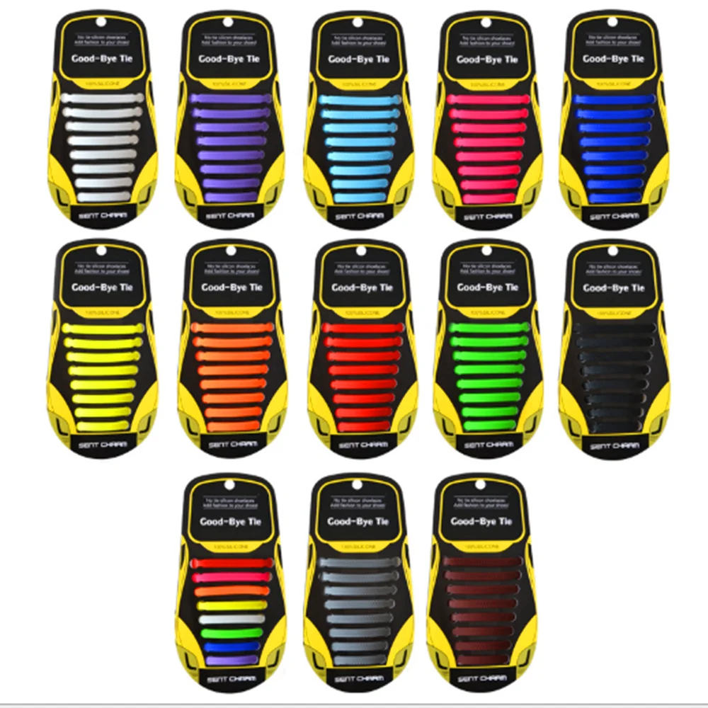 16 unids/lote 6 colores impermeable zapato que No se ata los cordones hombres mujeres atlético de cordón para zapatillas de deporte elástico de silicona los cordones