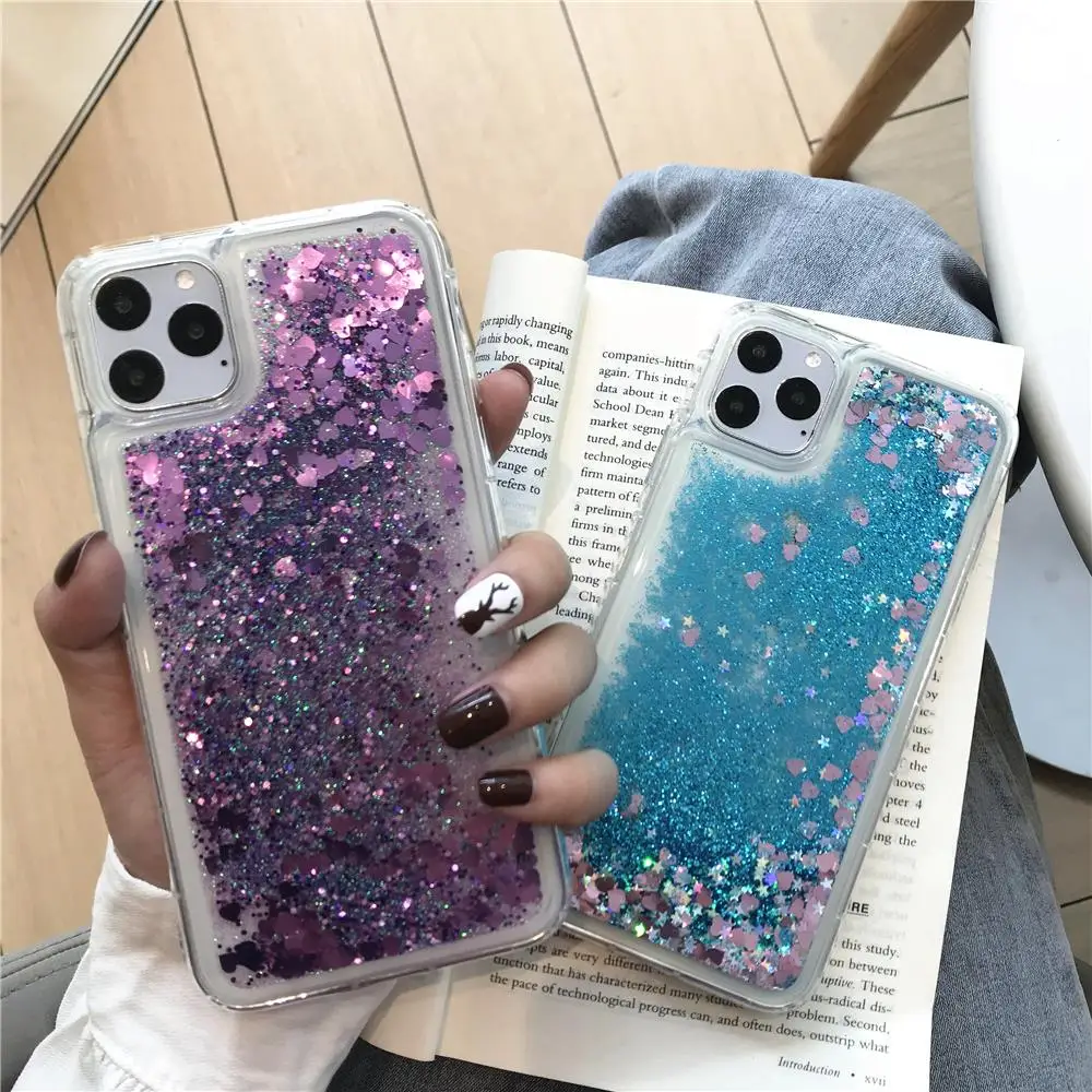 Динамический жидкий ТПУ чехол с сияющими блестками для iphone 11 Pro MAX X XS SE 5 5S 6 6s 7 8 Plus