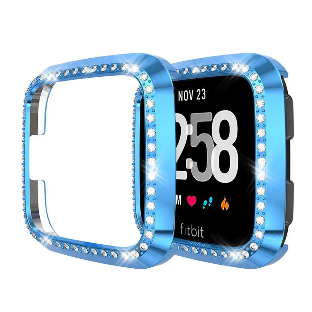 8 цветов, мягкий чехол для часов из ТПУ, защитная оболочка для экрана, аксессуары для часов Smartwatch для Fitbit Versa Lite Band - Цвет: Blue-Blingbling