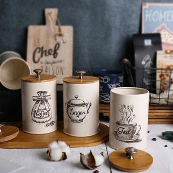 

3pcs Bamboo Lid Seal Kitchen Storage Container for Kitchen Trinket Boxes Food Container Coffee Jar Tea Pot Snack Storage Cans